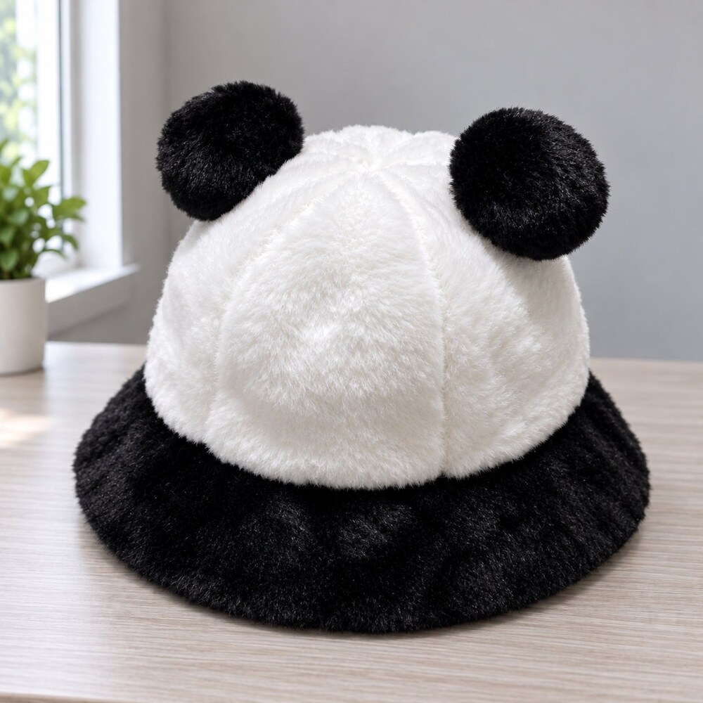 Prada Black White Plush Ear Bucket Hat - Picture 4 of 6